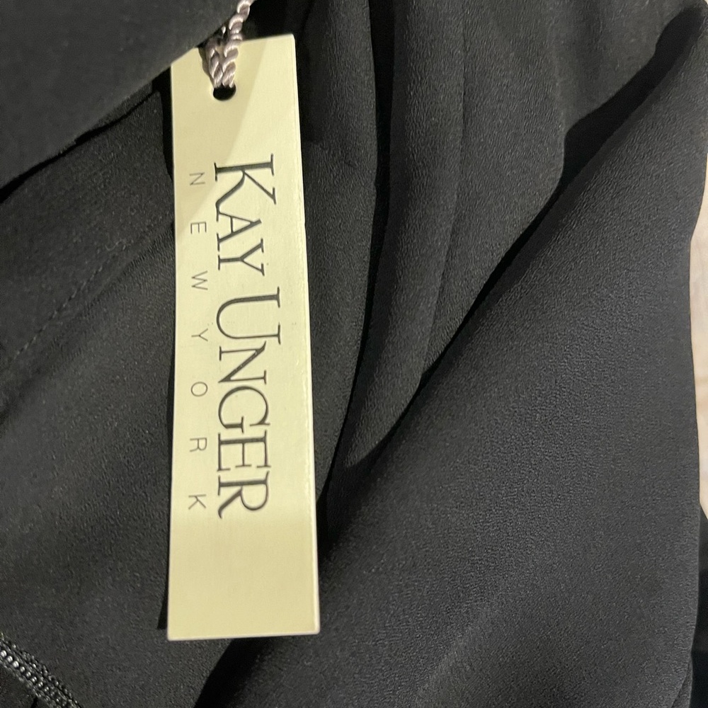 Kay Unger high waisted ruffle hem silk pants